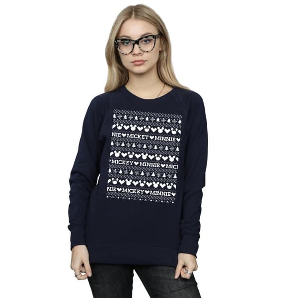 Disney Dam/Tjej Mickey And Minnie Christmas Fair Isle Sweatshirt
