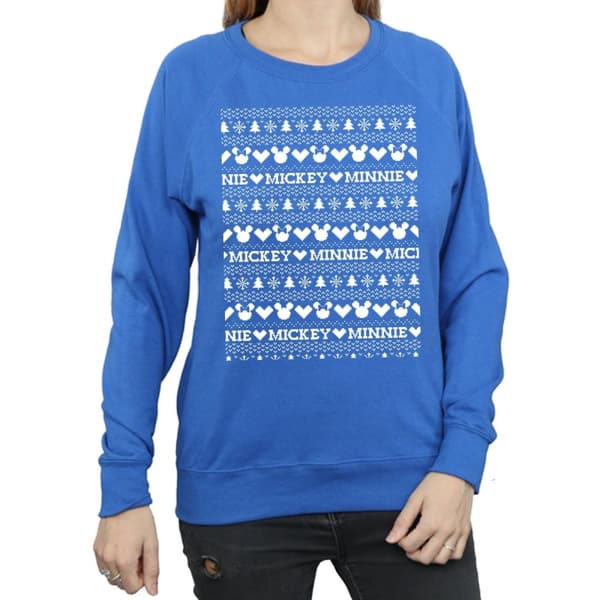 Disney Dam/Tjej Mickey And Minnie Christmas Fair Isle Sweatshirt