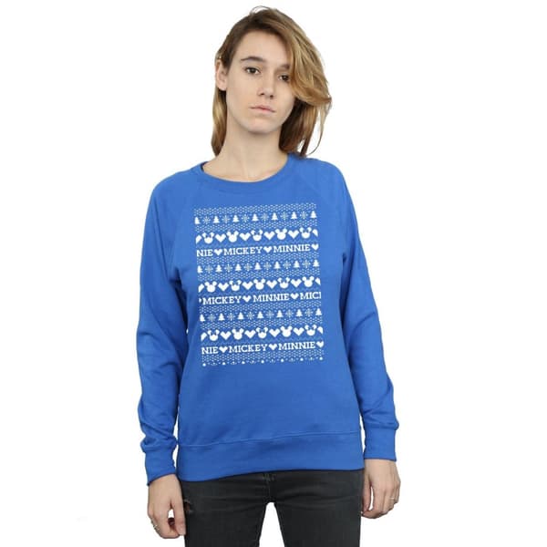 Disney Dam/Tjej Mickey And Minnie Christmas Fair Isle Sweatshirt