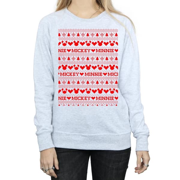 Disney Dam/Tjej Mickey And Minnie Christmas Fair Isle Sweatshirt