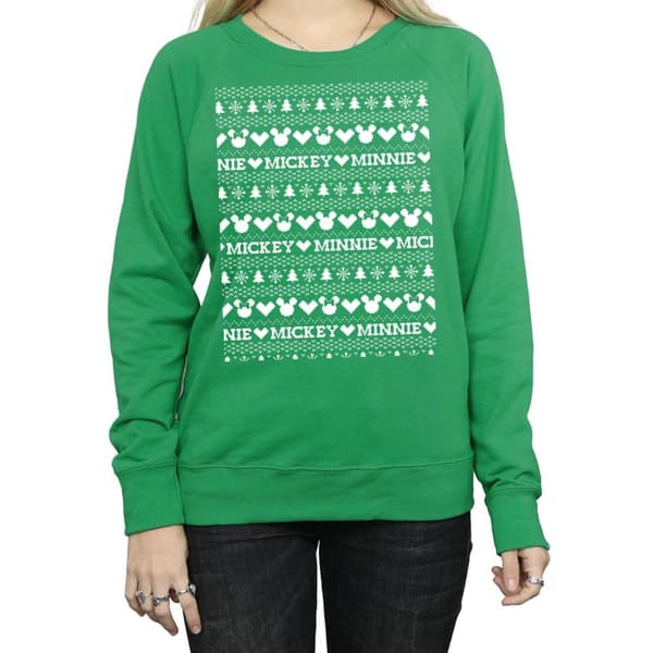 Disney Dam/Tjej Mickey And Minnie Christmas Fair Isle Sweatshirt