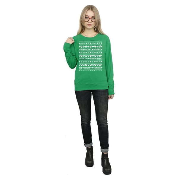 Disney Dam/Tjej Mickey And Minnie Christmas Fair Isle Sweatshirt