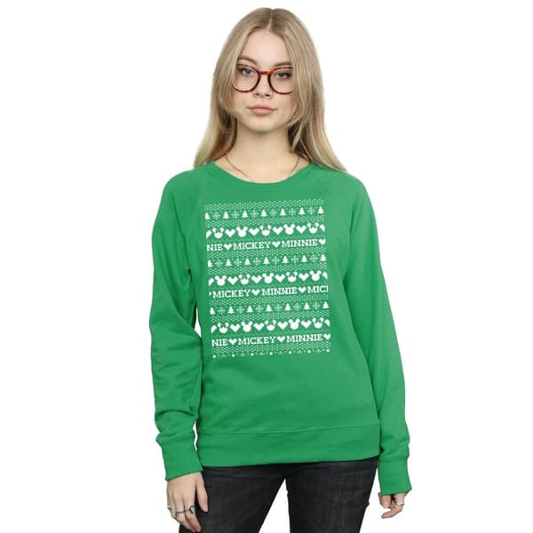 Disney Dam/Tjej Mickey And Minnie Christmas Fair Isle Sweatshirt