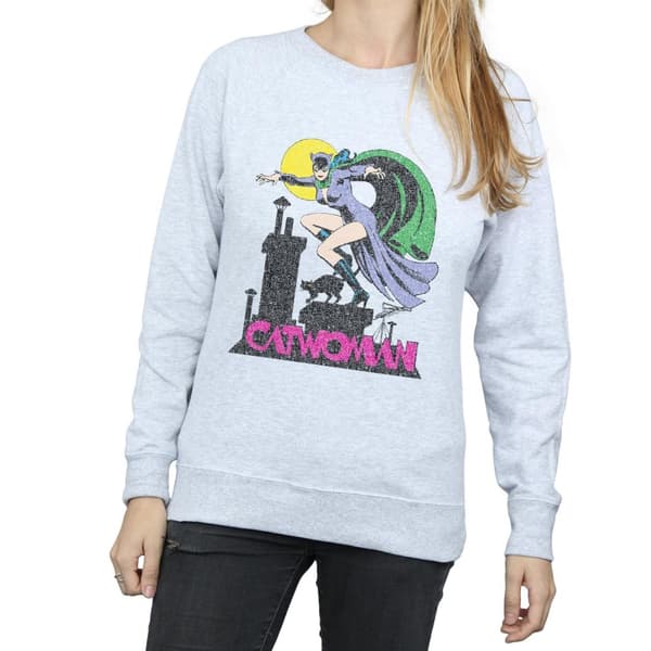 DC Comics Dam/Tjej - Catwoman - Sweatshirt med krackelerad logotyp