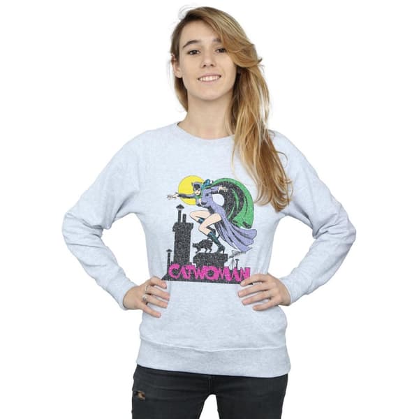 DC Comics Dam/Tjej - Catwoman - Sweatshirt med krackelerad logotyp