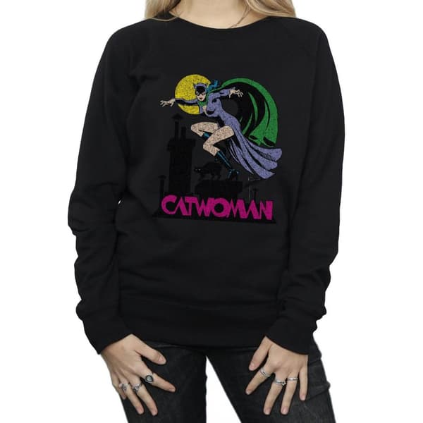 DC Comics Dam/Tjej - Catwoman - Sweatshirt med krackelerad logotyp