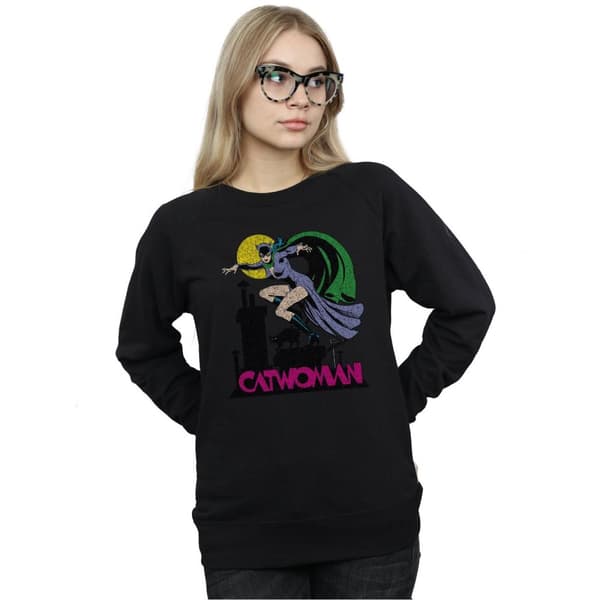 DC Comics Dam/Tjej - Catwoman - Sweatshirt med krackelerad logotyp