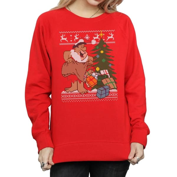 The Flintstones Womens/Ladies Christmas Fair Isle Sweatshirt