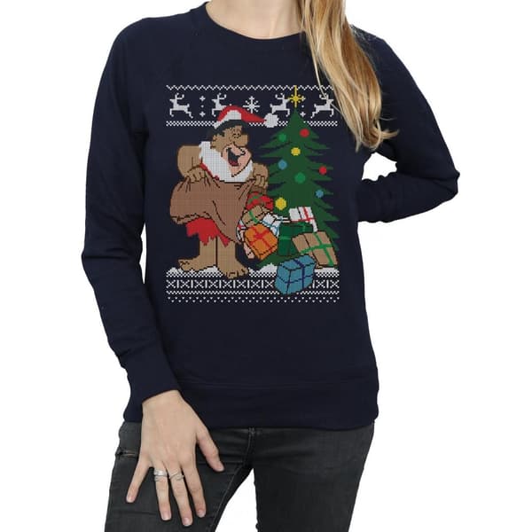 The Flintstones Womens/Ladies Christmas Fair Isle Sweatshirt