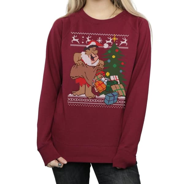 The Flintstones Womens/Ladies Christmas Fair Isle Sweatshirt