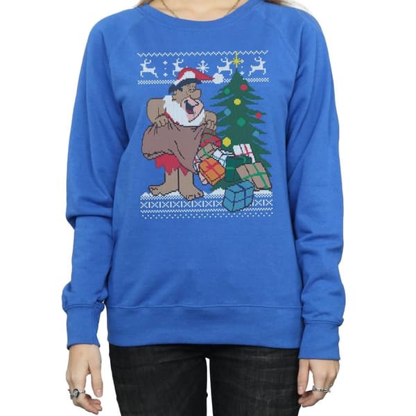 The Flintstones Womens/Ladies Christmas Fair Isle Sweatshirt