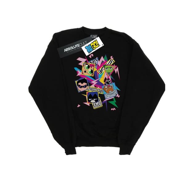 DC Comics Mens Teen Titans Go 80s Icons Sweatshirt Black 4XL