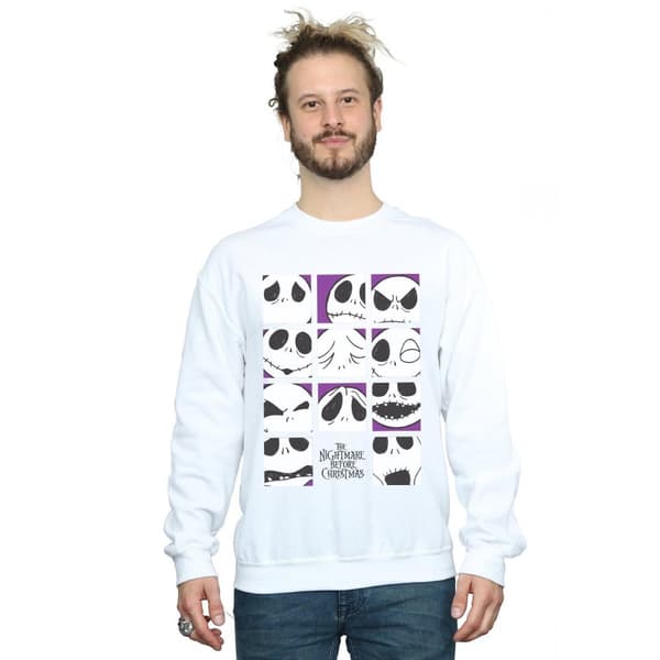 Disney Mens Nightmare Before Christmas Many Faces Of Jack Squares Sweatshirt