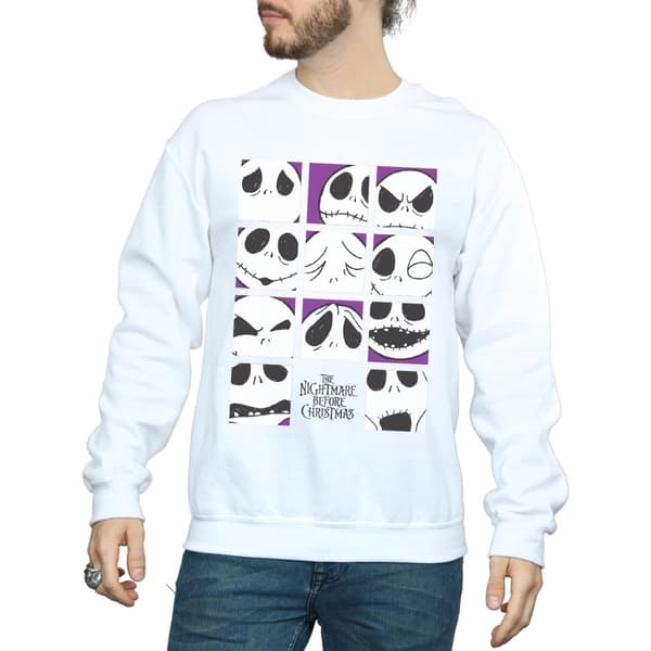 Disney Mens Nightmare Before Christmas Many Faces Of Jack Squares Sweatshirt