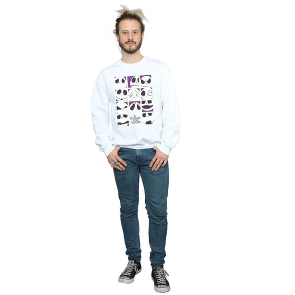 Disney Mens Nightmare Before Christmas Many Faces Of Jack Squares Sweatshirt