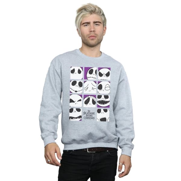Disney Mens Nightmare Before Christmas Many Faces Of Jack Squares Sweatshirt