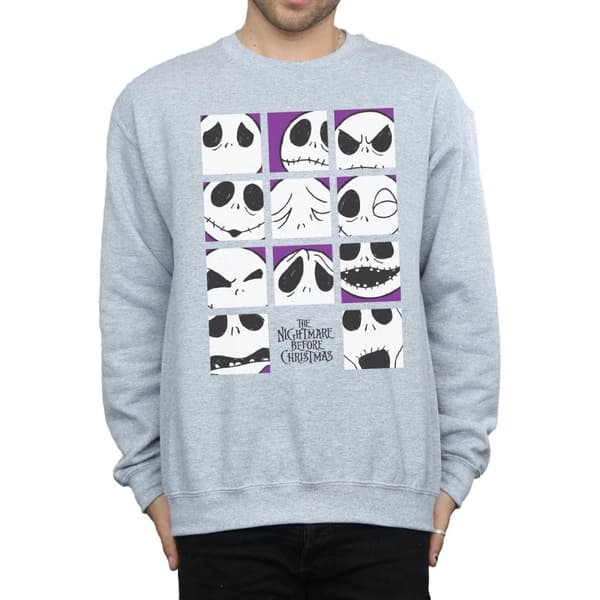 Disney Mens Nightmare Before Christmas Many Faces Of Jack Squares Sweatshirt