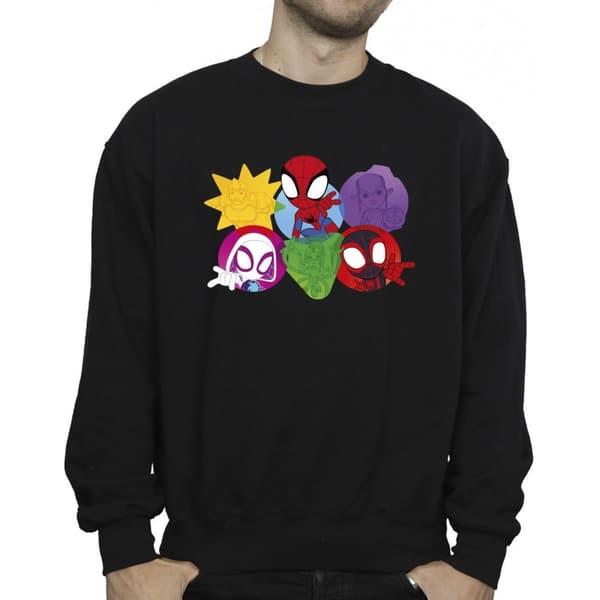 Marvel Mens Spidey And His Amazing Friends Faces Sweatshirt