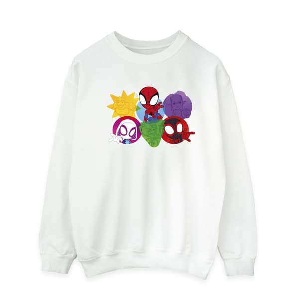Marvel Mens Spidey And His Amazing Friends Faces Sweatshirt White L