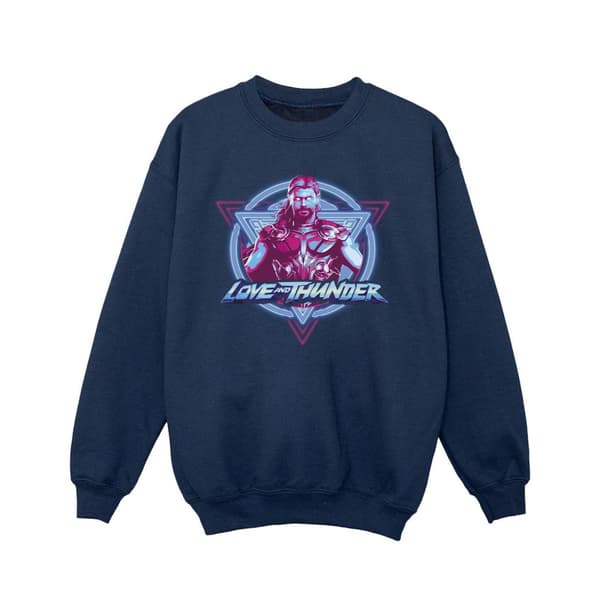 Marvel Girls Thor Love And Thunder Neon Badge Sweatshirt