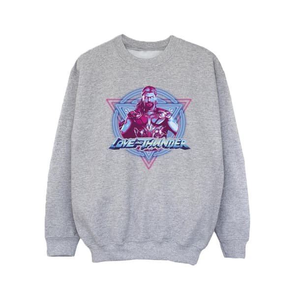 Marvel Girls Thor Love And Thunder Neon Badge Sweatshirt