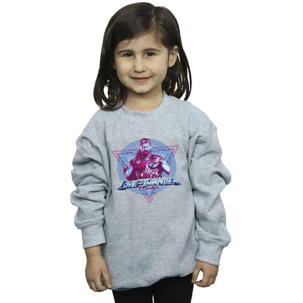 Marvel Girls Thor Love And Thunder Neon Badge Sweatshirt