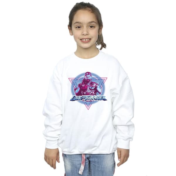 Marvel Girls Thor Love And Thunder Neon Badge Sweatshirt