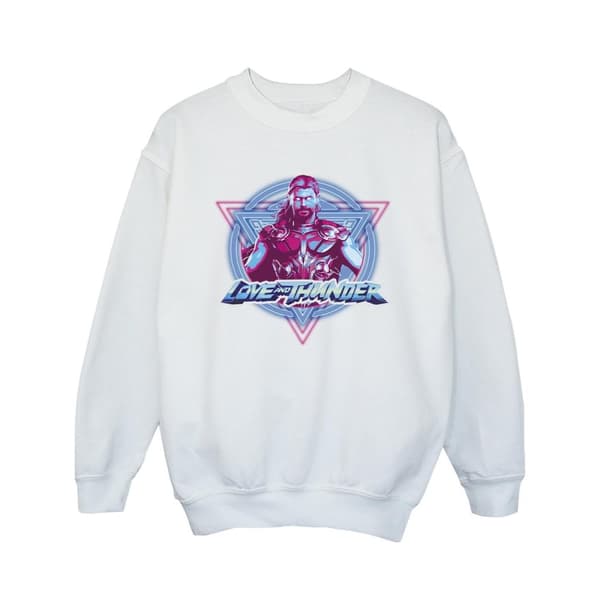 Marvel Girls Thor Love And Thunder Neon Badge Sweatshirt