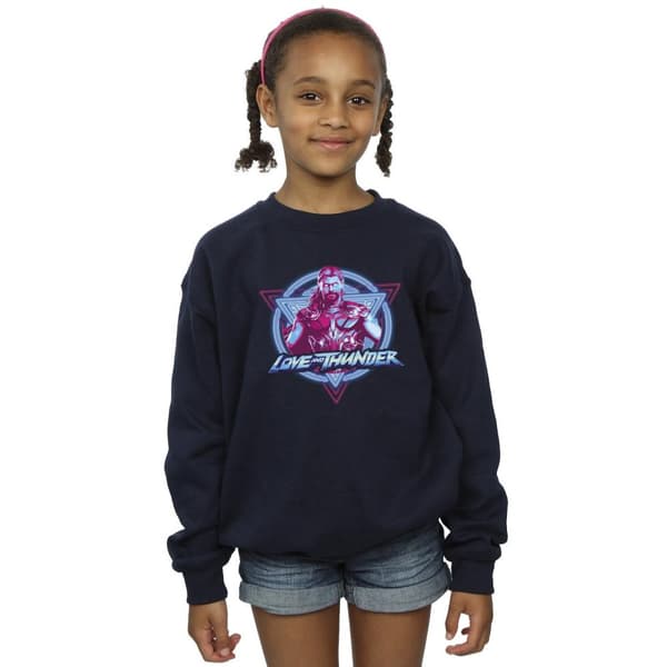Marvel Girls Thor Love And Thunder Neon Badge Sweatshirt