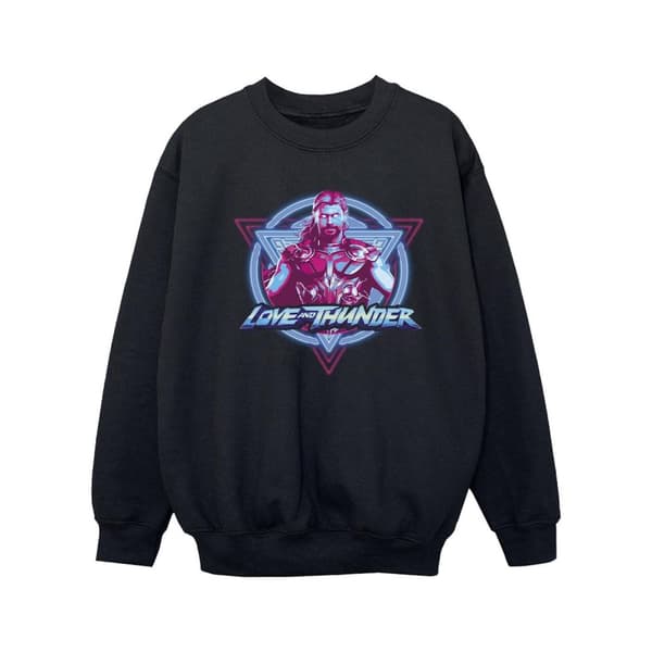 Marvel Girls Thor Love And Thunder Neon Badge Sweatshirt