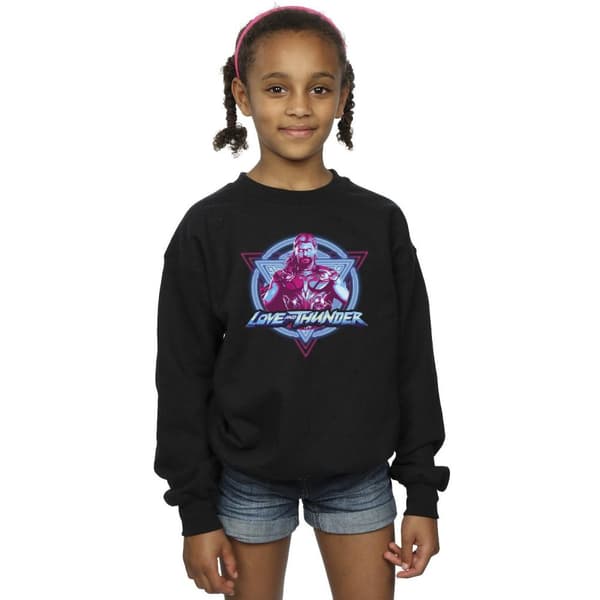 Marvel Girls Thor Love And Thunder Neon Badge Sweatshirt