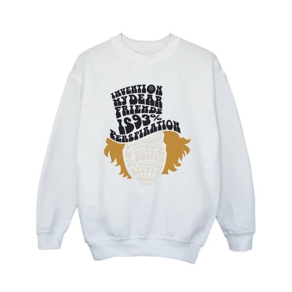 Willy Wonka & The Chocolate Factory Sweatshirt med typiskt Willy Wonka-huvud för flickor White 9-11 Years