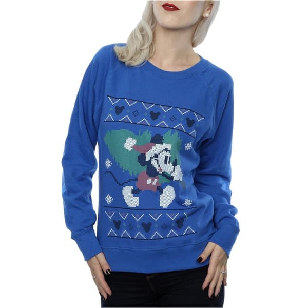 Disney Womens/Ladies Mickey Mouse Christmas Tree Sweatshirt