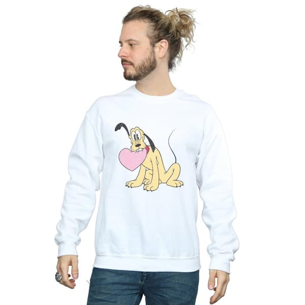 Disney Mens Pluto Love Heart Sweatshirt