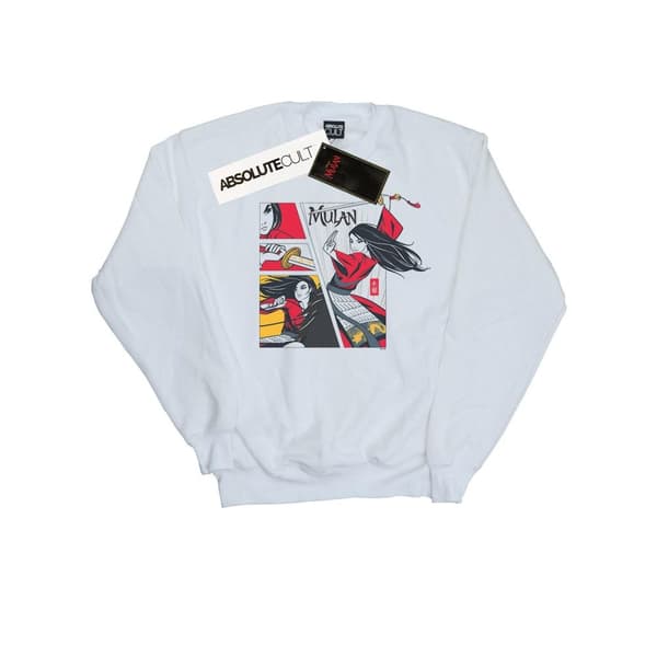 Disney Sweatshirt i serietidningsstil med Mulan-film för damer/damer White XL