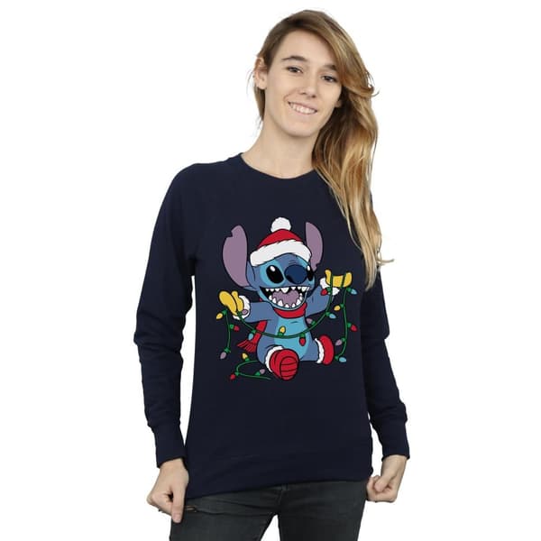 Disney Dam/Tjej Lilo And Stitch - Sweatshirt med julbelysning