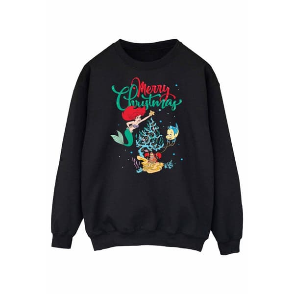 Disney Womens/Ladies Princess Ariel Merry Christmas Sweatshirt