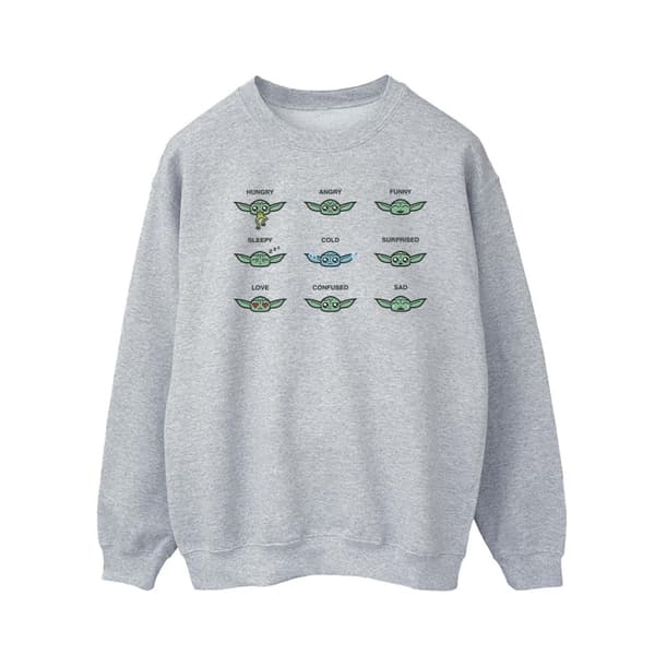 Star Wars Mens Mandalorian Grogu Mood Sweatshirt Sports Grey S