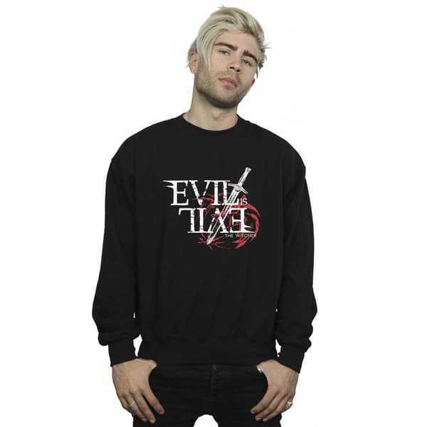 Netflix Mens The Witcher Evil Is Evil Sweatshirt