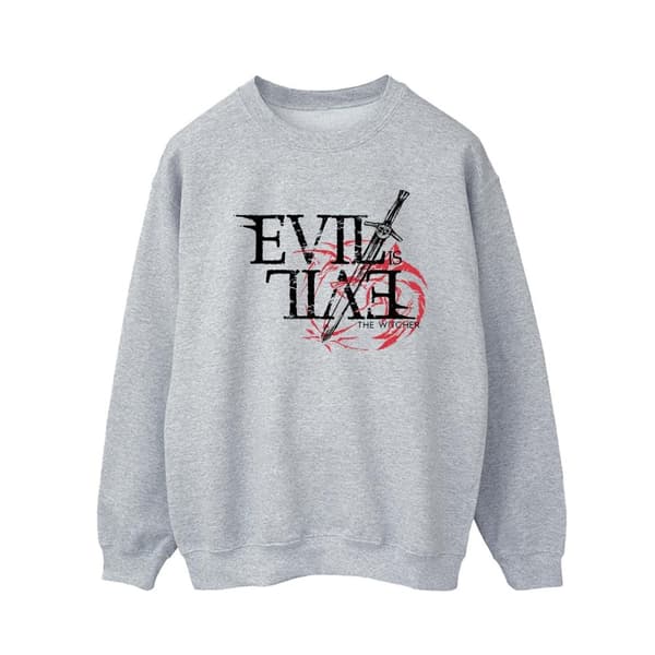 Netflix Mens The Witcher Evil Is Evil Sweatshirt Sports Grey L