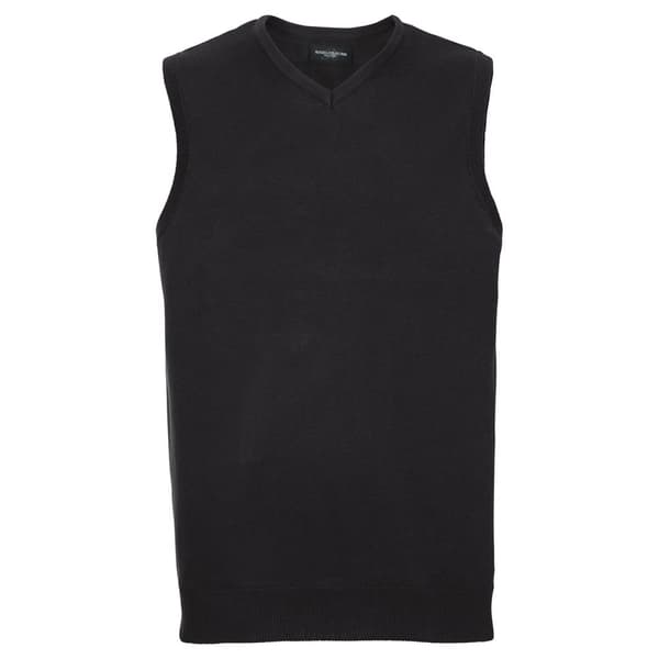 Russell Collection Herr Bomull Akryl V-ringad Ärmlös Sweatshirt
