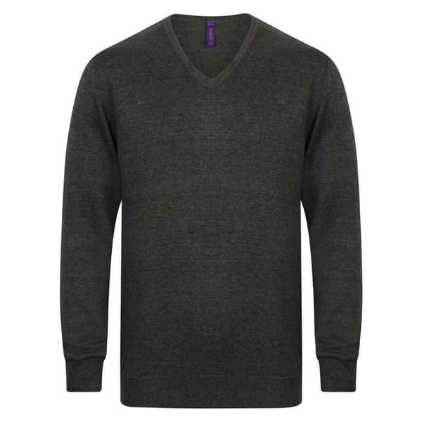 Henbury Mens Cotton Acrylic V Neck Sweatshirt