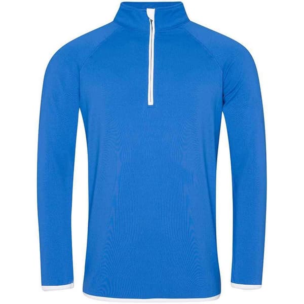 AWDis Cool Mens Half Zip Sweat Top Royal Blue/Arctic White L