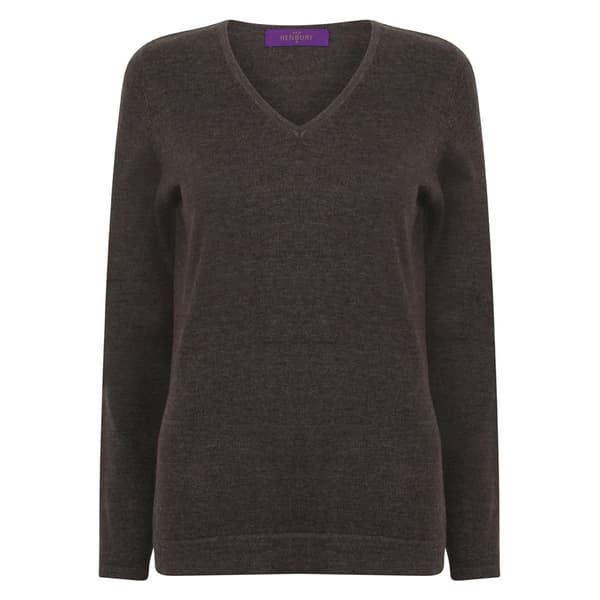 Henbury Womens/Ladies Cotton Acrylic V Neck Sweatshirt