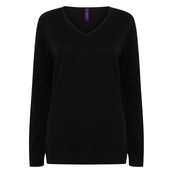 Henbury Womens/Ladies Cotton Acrylic V Neck Sweatshirt