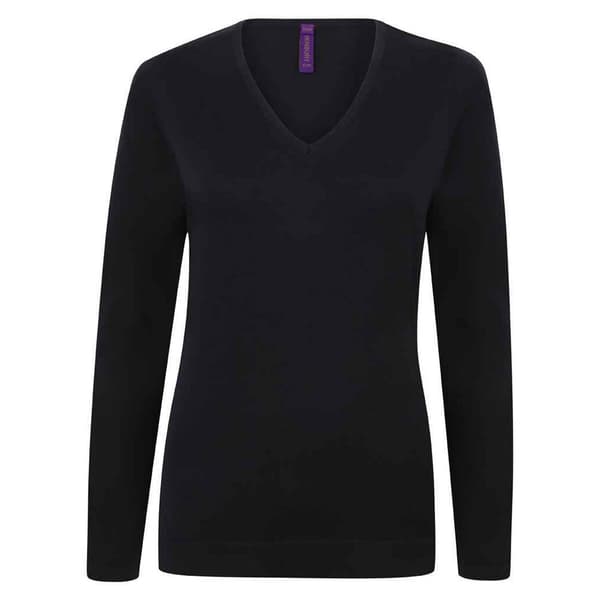 Henbury Womens/Ladies Cotton Acrylic V Neck Sweatshirt