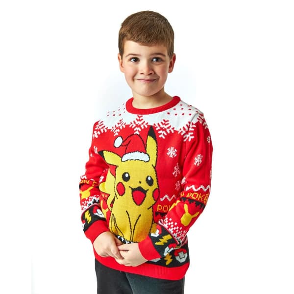 Pokemon Childrens/Kids Pikachu Knitted Christmas Jumper