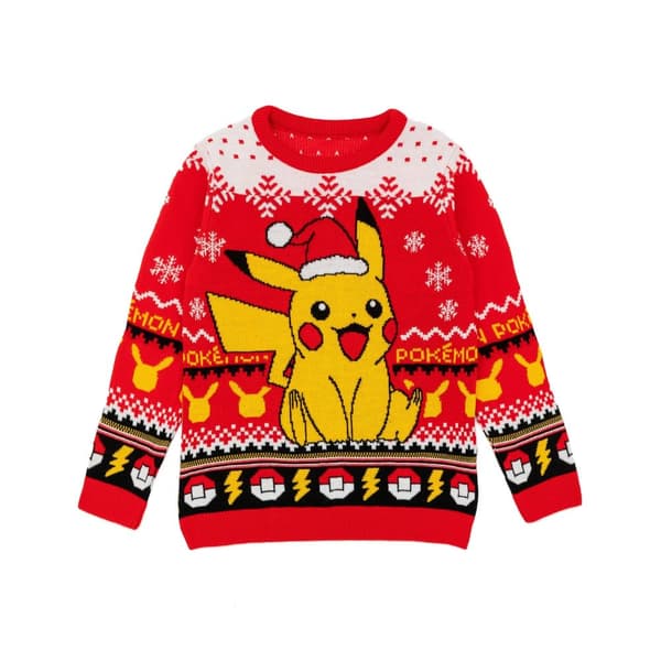 Pokemon Childrens/Kids Pikachu Knitted Christmas Jumper Red 11-12 Years
