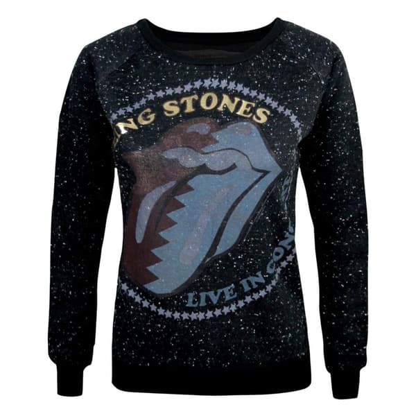 Amplified Dam/Tjej Zig Zag Lick The Rolling Stones Sweatshirt Black XS
