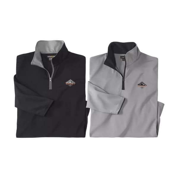 Atlas For Men Sporttröja med dragkedja för herrar (2-pack) Black/Grey M